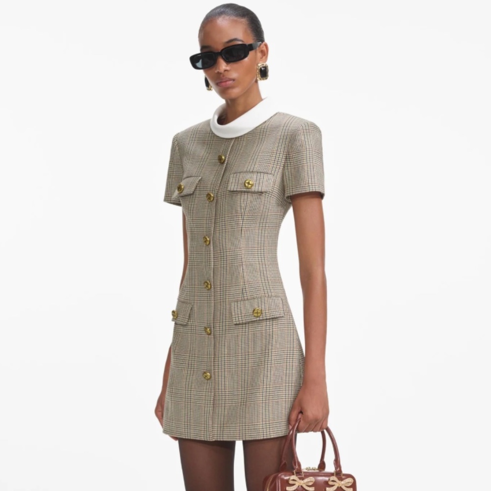 self-portrait Check Wool Mini Dress Size: US4 - MSRP $555 - NWT - Picture 2 of 10